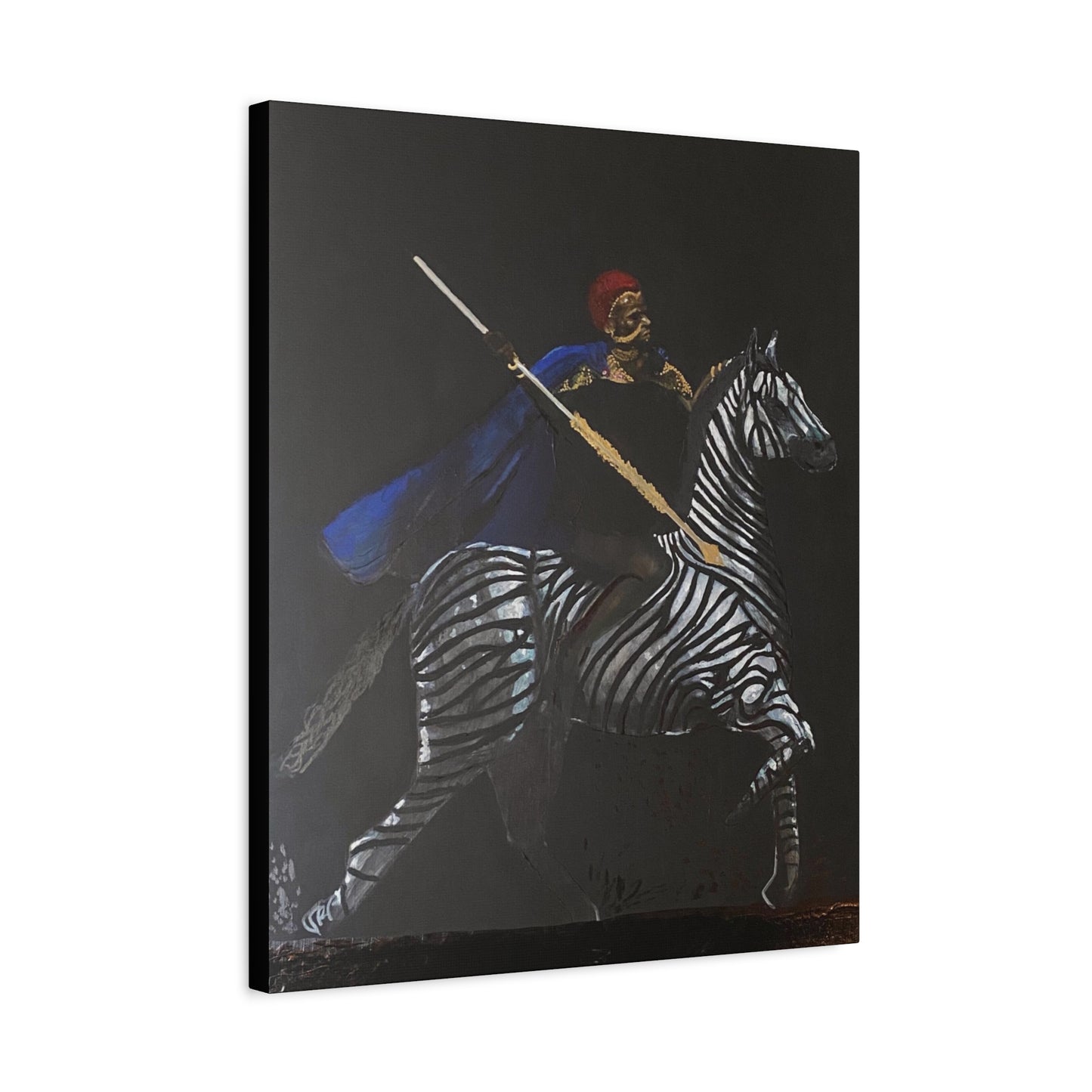 Stretched Matte Canvas Art - Rider with Zebra - Unique Wall Decor for Home and Office