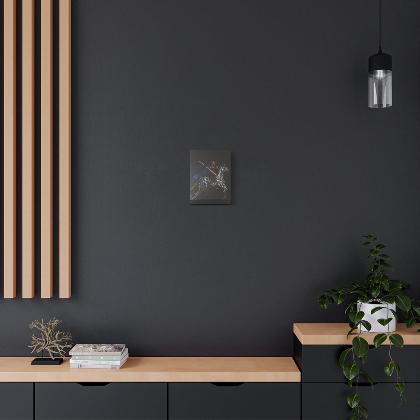 Stretched Matte Canvas Art - Rider with Zebra - Unique Wall Decor for Home and Office